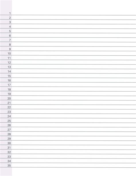 Lined Paper Numbered