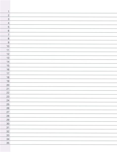 Lined Paper Numbered 1 100