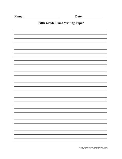 Read Online Lined Writing Paper For 5Th Grade 