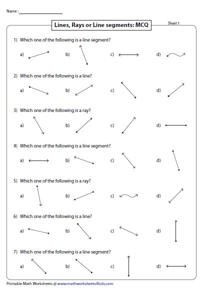 Lines Rays And Line Segments Worksheets Math Worksheets Line Ray Segment Worksheet - Line Ray Segment Worksheet