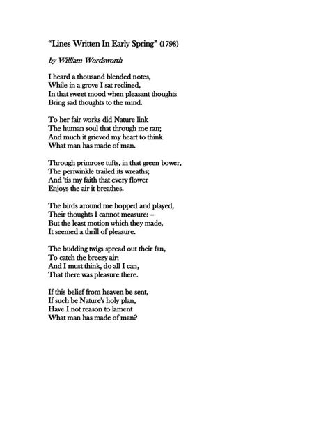 Lines Written In Early Spring Appreciation