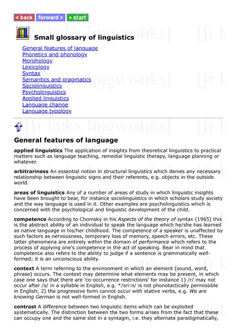 Linguistic Glossary