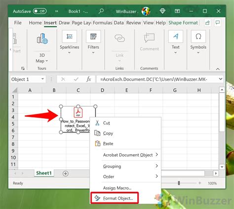 link pdf file to excel cell