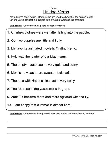 Linking Verbs Worksheet Find The Linking Verbs All Linking Verbs Worksheet With Answers - Linking Verbs Worksheet With Answers