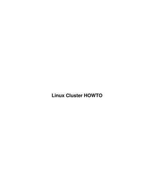 Linux Cluster Howto Tldp