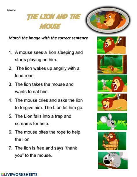 Lion And The Mouse Worksheets Learny Kids The Lion And The Mouse Worksheet - The Lion And The Mouse Worksheet