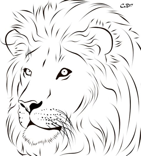 Lion Face Line Drawing