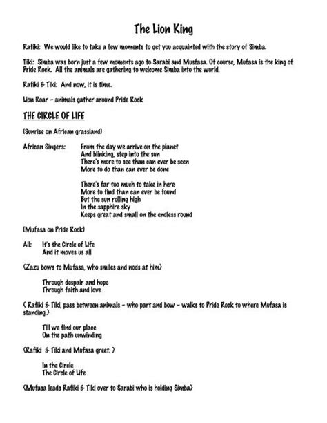 Lion King Jr Full Script
