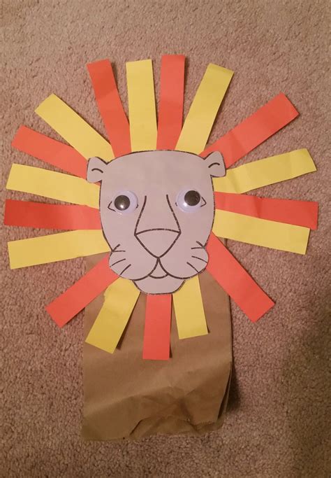 Lion Puppet Paper Bag Craft For Daniel And Lion Paper Bag Craft - Lion Paper Bag Craft