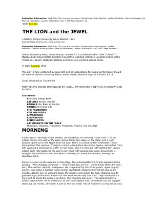 Read Lion And The Jewel Text Pdf 