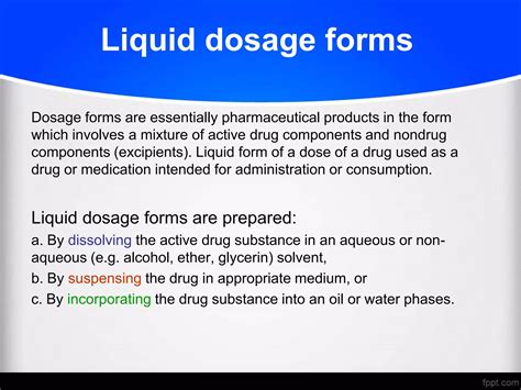 Liquid Dosage Form Definition