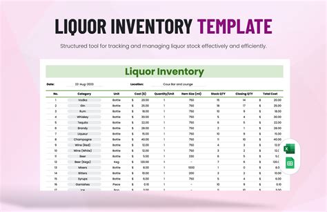 Liquor Inventory Spreadsheet