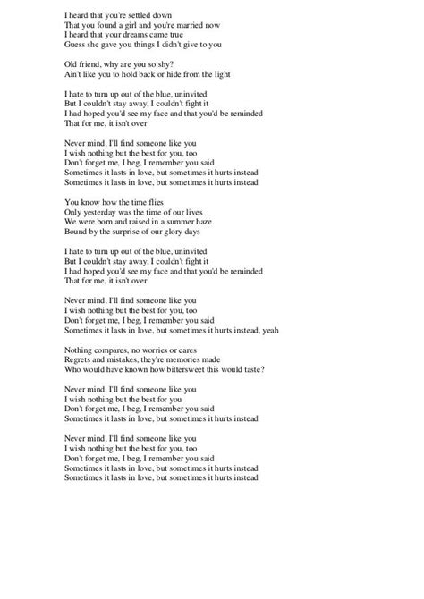Lirik Adele Someone Like You