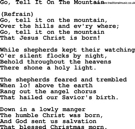 lirik lagu go tell it on the mountain