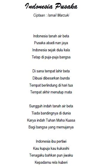 Lirik Lagu Indonesia Pusaka Ciptaan Ismail Marzuki Lagu Lirik Lagu Bendera Pusaka - Lirik Lagu Bendera Pusaka