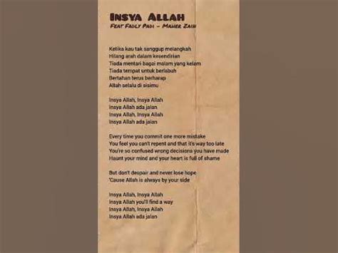 Lirik Lagu Insya Allah Maher Zain Indonesia   Lirik Lagu Insya Allah Feat Fadly Padi Maher - Lirik Lagu Insya Allah Maher Zain Indonesia