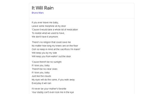 Lirik Lagu It Will Rain Terjemahan Indonesia   It Will Rain Bruno Mars Lirik Lagu Terjemahan - Lirik Lagu It Will Rain Terjemahan Indonesia