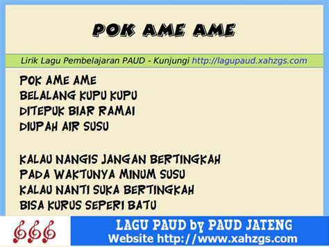 Lirik Lagu Pok Ame Ame Lagu Anak Indonesia Lirik Lagu Pok Ame - Lirik Lagu Pok Ame