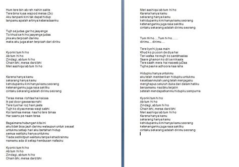Lirik Lagu Tum Hi Ho Dan Terjemahan Kapanlagi Lirik Lagu Tum Hi Ho Indonesia - Lirik Lagu Tum Hi Ho Indonesia