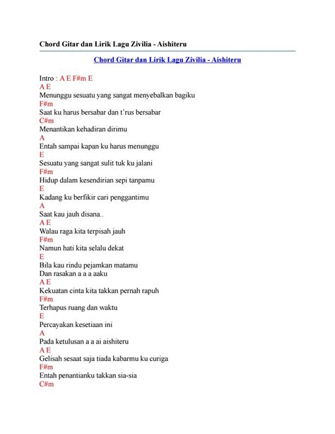  Lirik Lagu Zivilia Aishiteru 1 - Lirik Lagu Zivilia Aishiteru 1