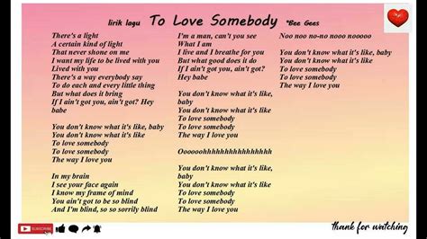 lirik to love somebody