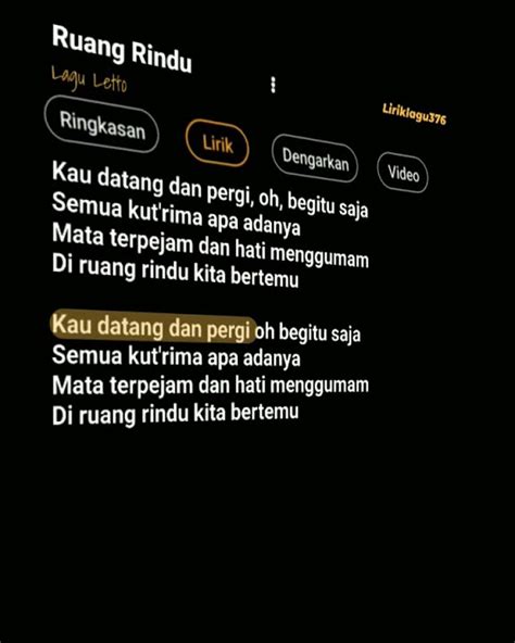 LIRIK RUANG RINDU - Ruang Rindusong and lyrics by Letto