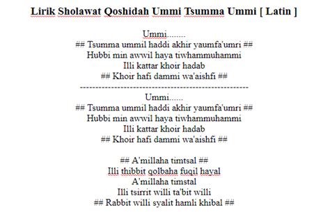 LIRIK UMMI TSUMMA UMMI - UMMI TSUMMA UMMI LIRIK DAN TERJEMAH INDONESIA