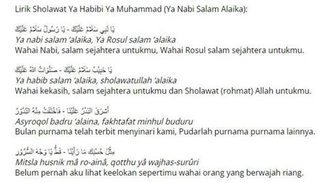 LIRIK YA HABIBI YA MUHAMMAD TULISAN - Lirik Lagu Sholawat Habibi Ya Muhammad Az-Zahir - Suara Karya