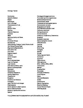 list of topics in biology