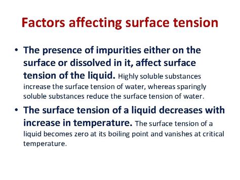 List The Factors Affecting Surface Tension