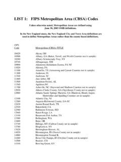 Read List 1 Fips Metropolitan Area Cbsa Codes 