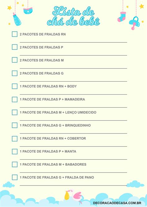 Lista Cha De Fralda