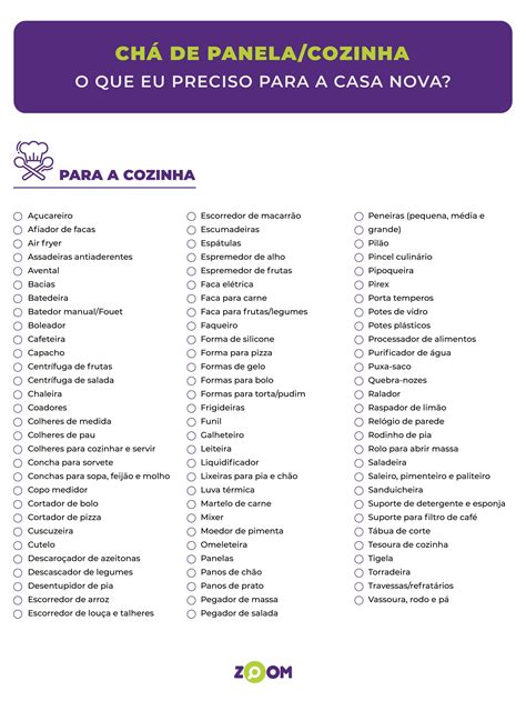 Lista De Cha De Cozinha