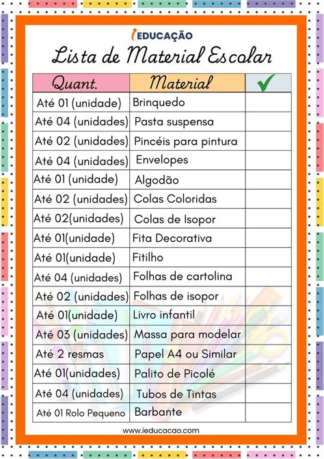 Lista De Material Escolar Do 6 Ano