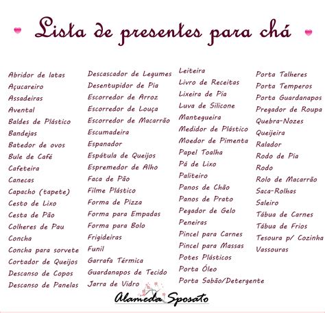 Lista De Presentes De Chá De Panela