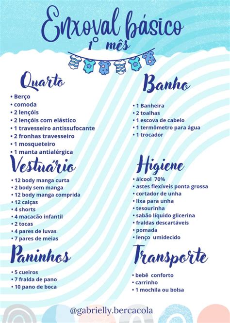 Lista Enxoval Bebe Completo