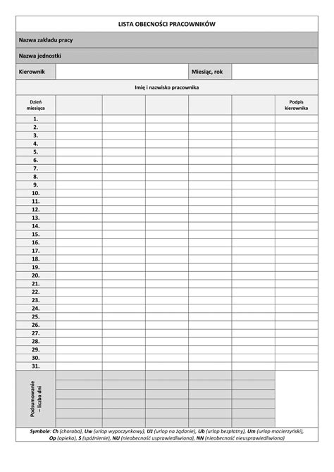 Lista Obecności Pdf