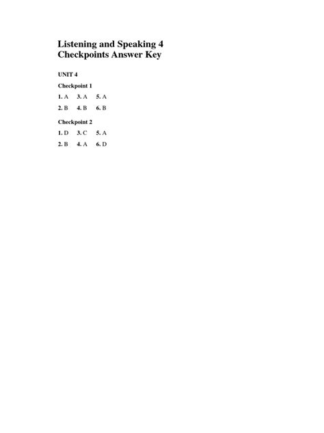 Listening And Speaking 4 Answer Key
