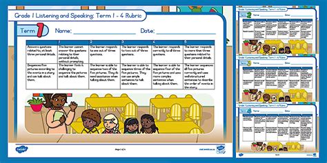 Listening Rubric For Elementary