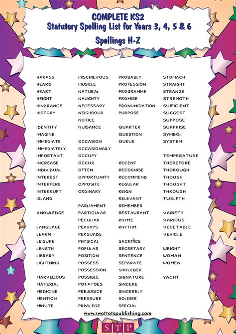Lists Of Spelling Words For Elementary School K5 5 Grade Spelling Words List - 5 Grade Spelling Words List