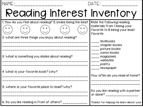 Literacy Interest Inventory Literacy Resource Site Kindergarten Reading Interest Inventory - Kindergarten Reading Interest Inventory