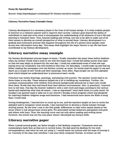 Read Literacy Paper Example 