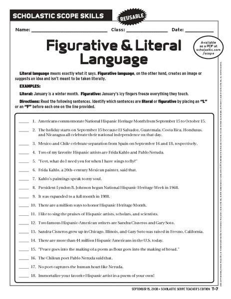 Literal And Figurative Language Worksheet   Pdf Worksheet 3 Literal And Figurative Language Teacher - Literal And Figurative Language Worksheet