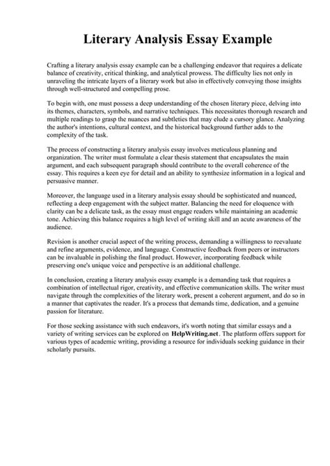 Literary Analysis Essay Example