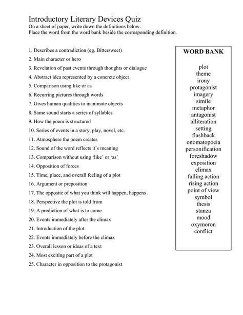 Literary Device Quiz