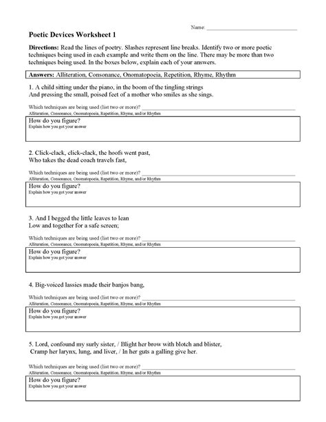 Literary Devices 5th Grade Ela Worksheets And Answer Literary Terms Worksheet Answers - Literary Terms Worksheet Answers