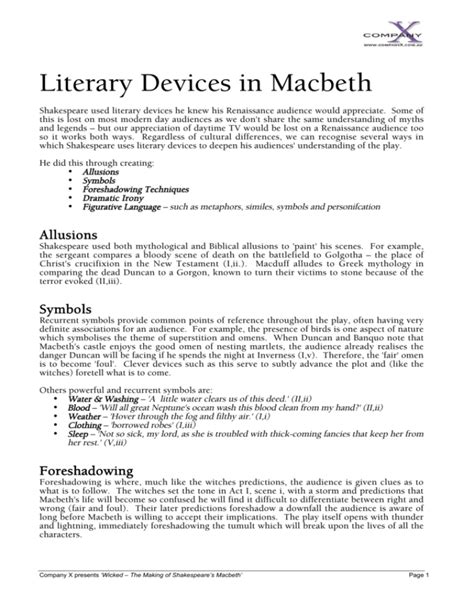Literary Techniques In Macbeth
