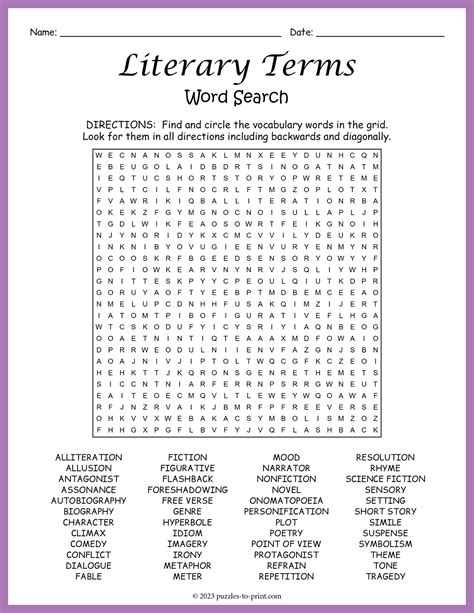 Literary Terms Puzzles