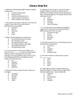 Literary Terms Test Select The Best Answer