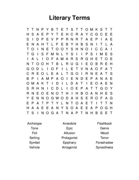 Literary Terms Word Search 1 Literary Terms Word Search Answer Key - Literary Terms Word Search Answer Key
